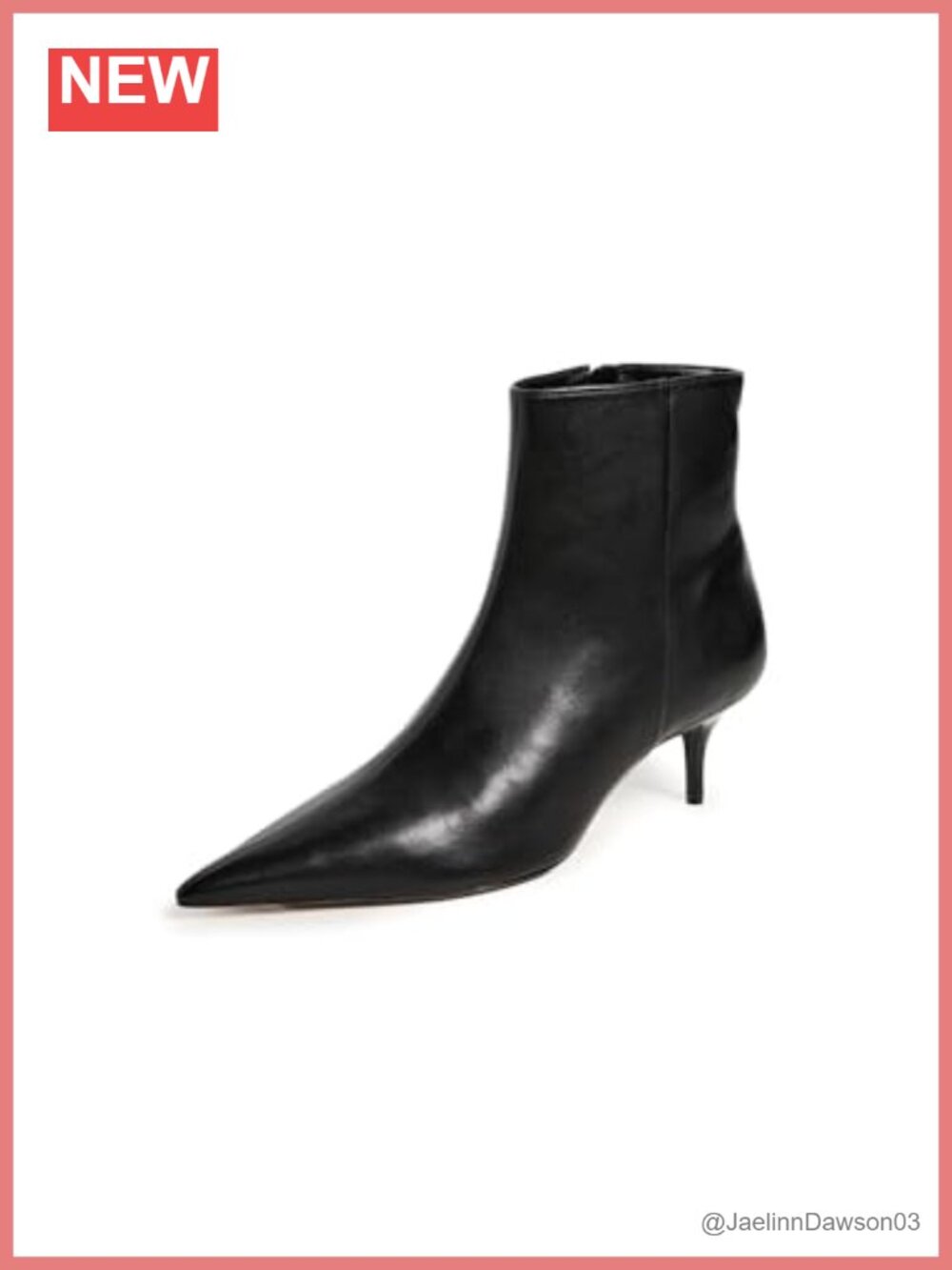 Kitten Heel Ankle Booties Pointed Toe Zip Leather Foam Insole